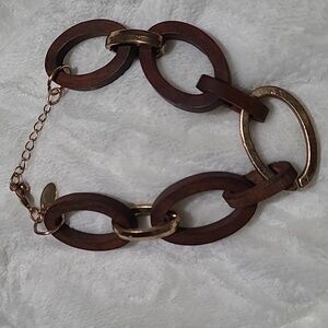 Charming Charley- Wooden and Gold Link Bracelet Or Anklet, Large